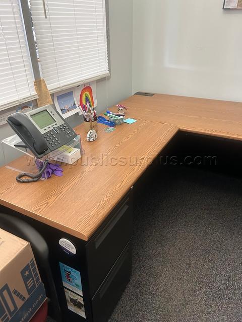 Office Desk with Return and 2, 2-drawer filing cabinets