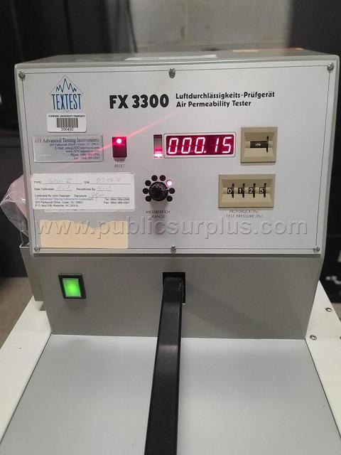 TEXTILE TESTING LAB EQUIPMENT - TEXTEST FX3300 AIR PERMEABILITY TESTER W/ TABLE