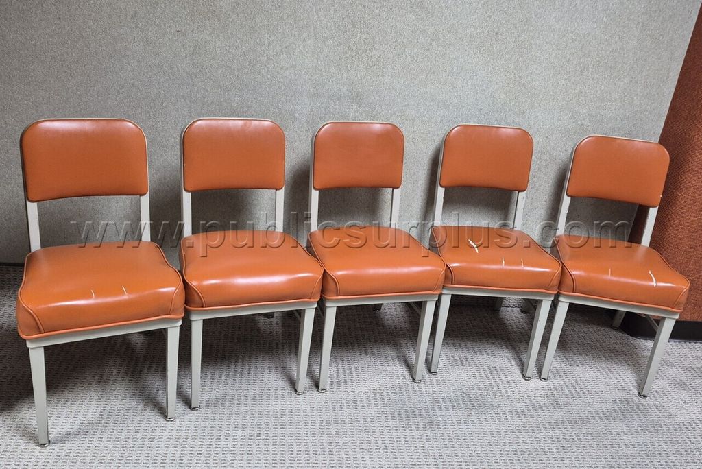 1 lot of 5 orange vinyl chairs — photo 1