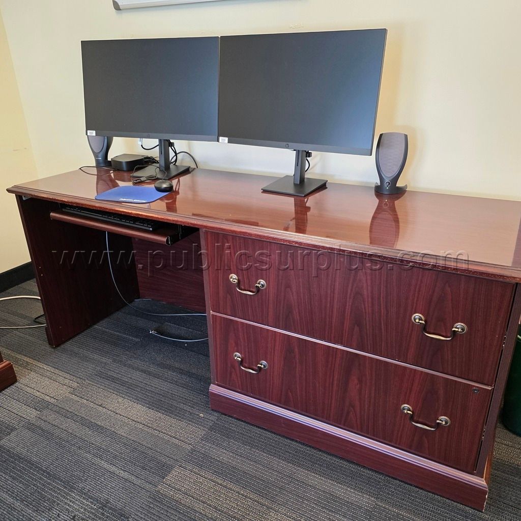 Desk - Wood - 2 Drawer w/keyboard tray — photo 1