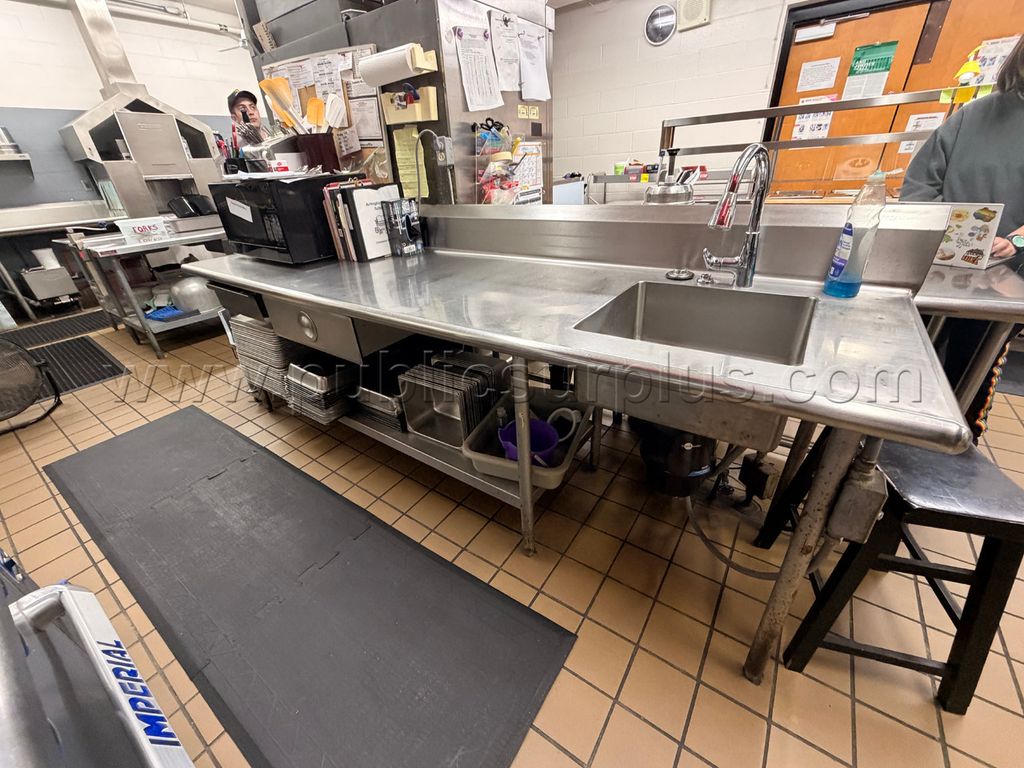 Stainless counter top W/ 1 sink & underneath storage (108in x 30in x 34in) — photo 1