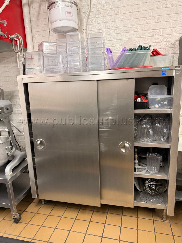 Stainless double door 4 shelf kitchenware storage cabinet (24in x 60in x 60in) — photo 1