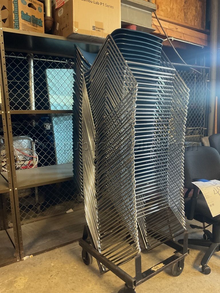 40-Stackable Chairs & Rolling Cart Lot # 4847 — photo 1