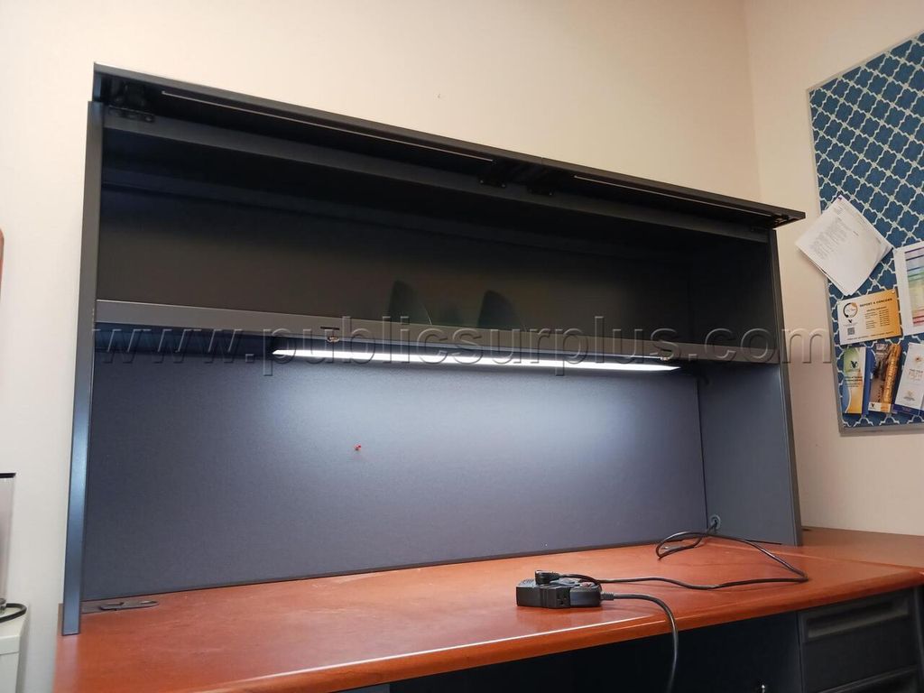 HON Metal Hutch with Light Feature and Locking Overhead Storage — photo 1