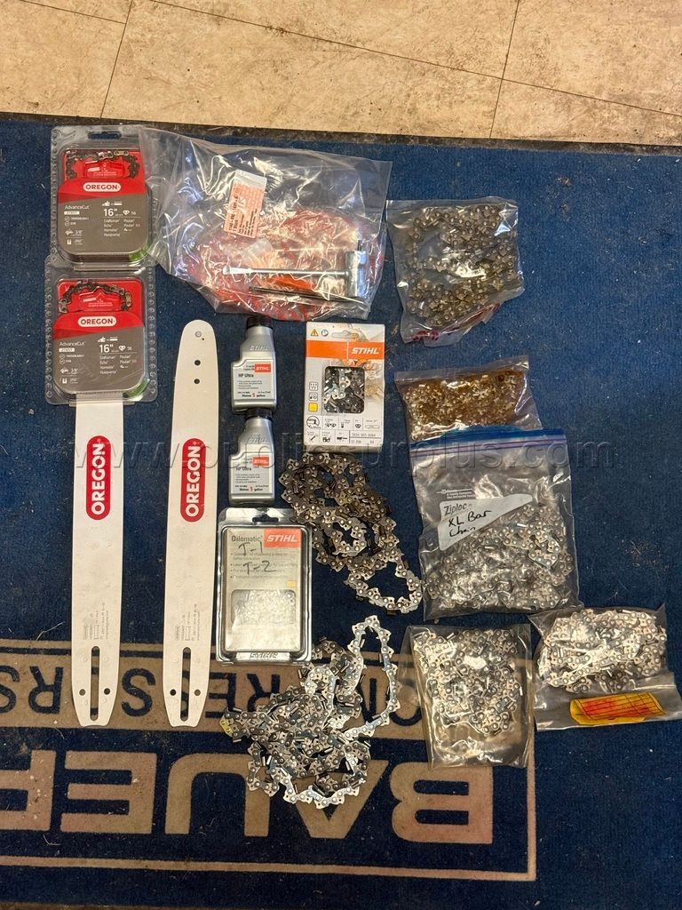 Chainsaw Parts Lot - Oregon Bars, Chains, Stihl Oil and Chains — photo 1