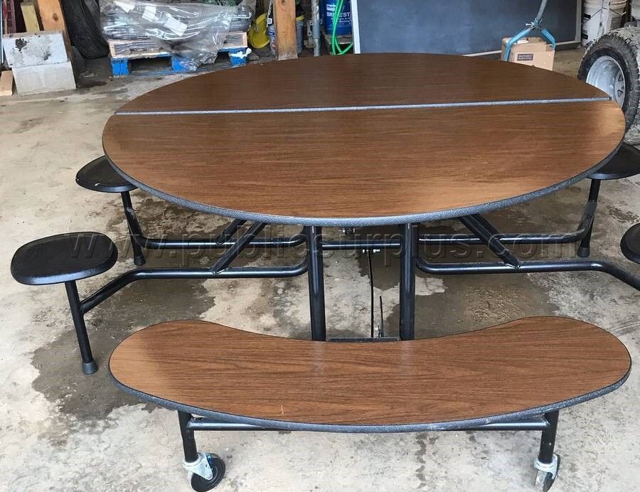 Round cafeteria table with seating — photo 1