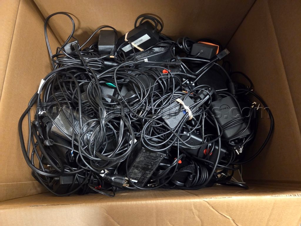 Box of Miscellaneous Laptop Chargers — photo 1