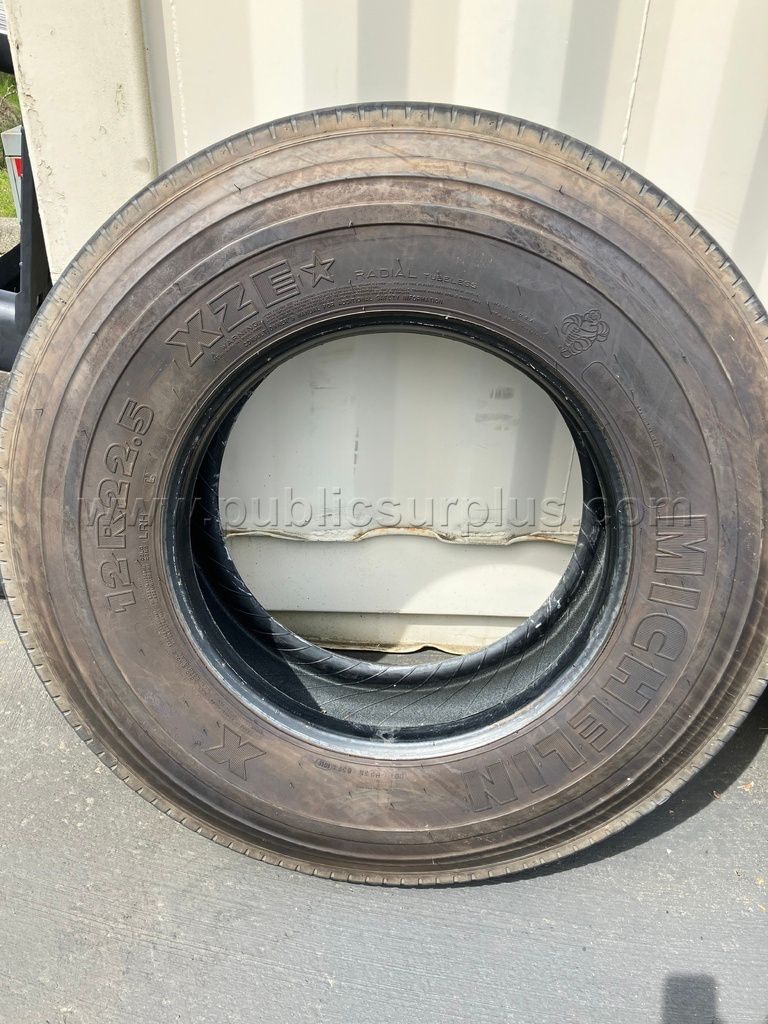 Lot of (2) Michelin 12R22.5 XZE tires — photo 1