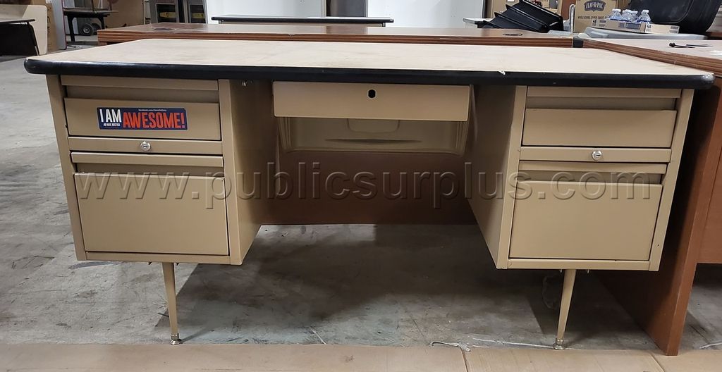 #17 Beige /Double Pedetal Metal Desk — photo 1
