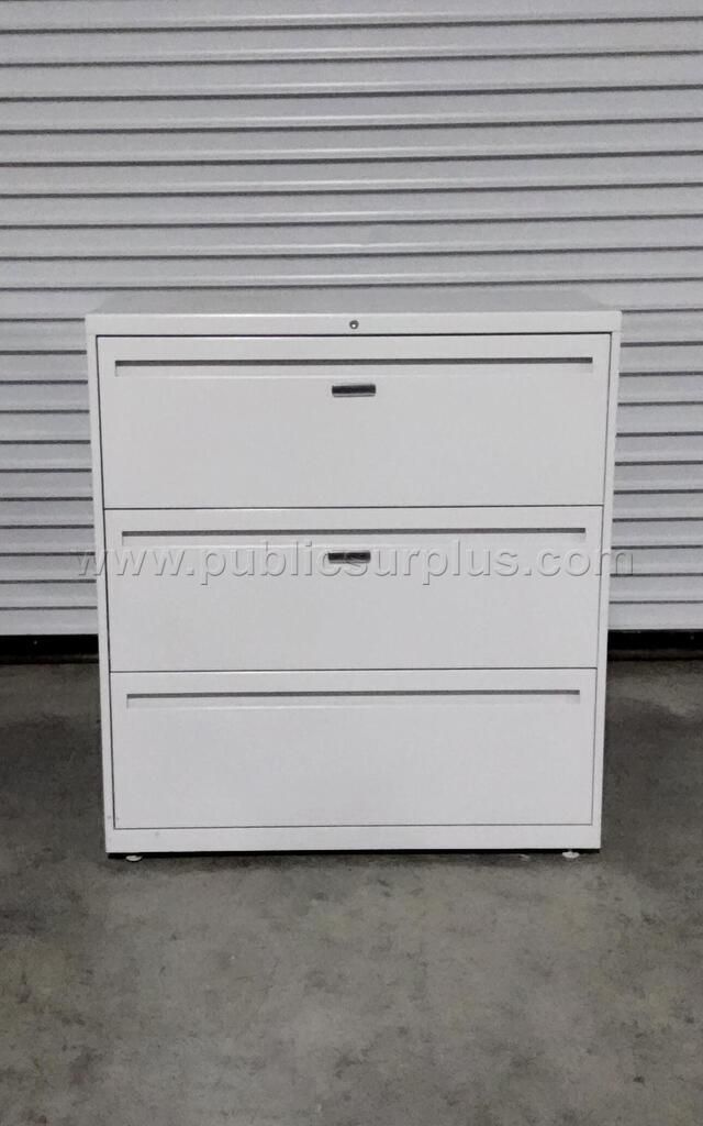 GRAY 3 DRAWER LATERAL FILE CABINET (HEAVY) — photo 1