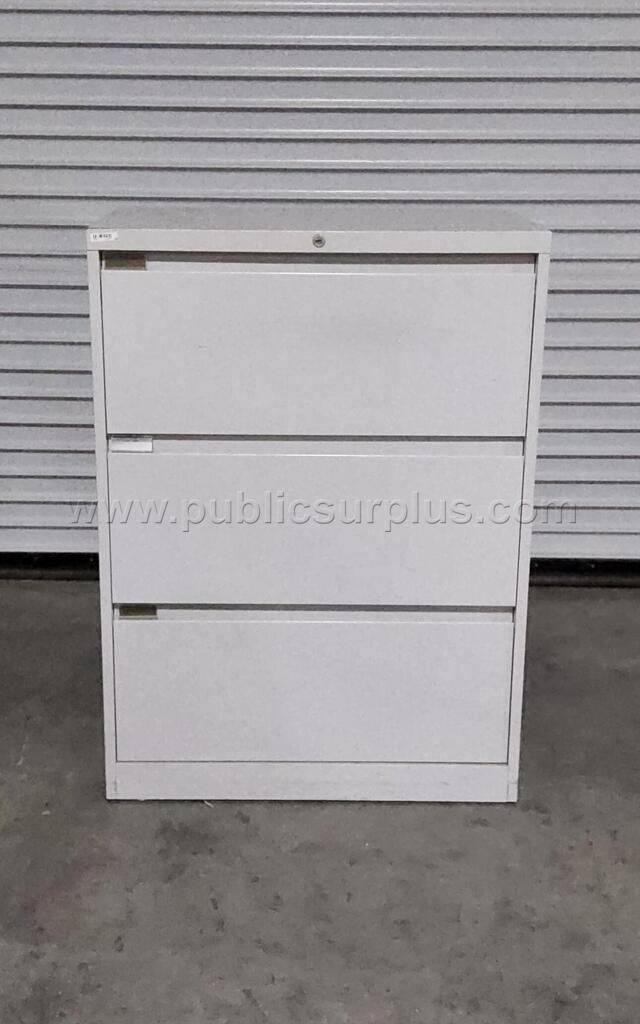 GRAY 3 DRAWER LATERAL FILE CABINET (HEAVY) — photo 1