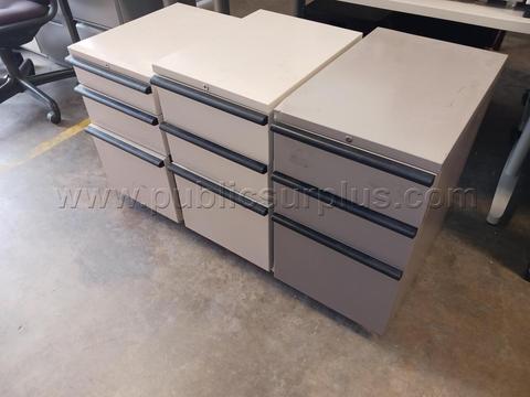 Lot of 3 HON 3-Drawer Mobile Pedestal File Cabinets