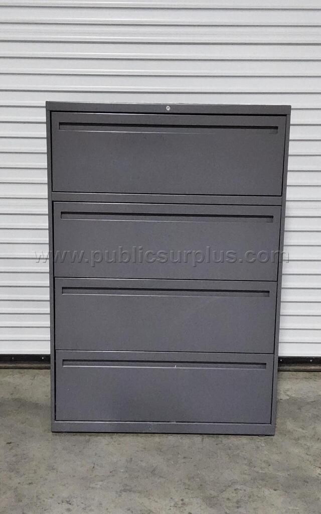 DARK GRAY 4 DRAWER LATERAL FILE CABINET (HEAVY) — photo 1