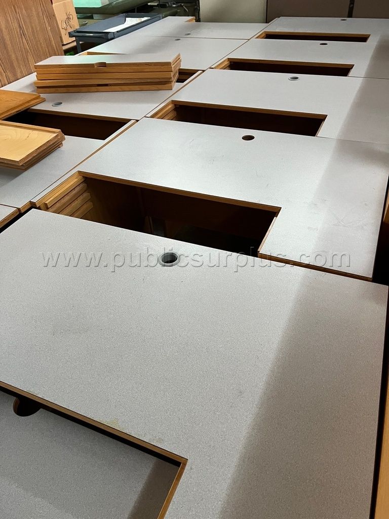 Lot of 32 Wood Desks with space for a Computer — photo 1