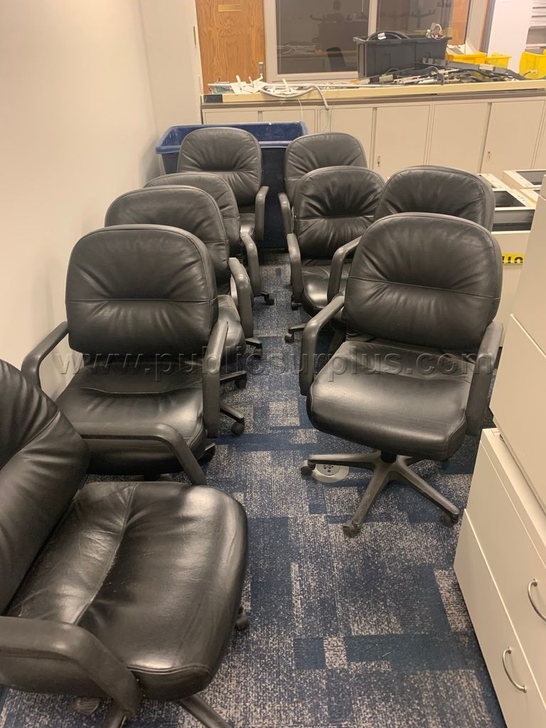 (9) Black Leather Office Rolling Chairs — photo 1