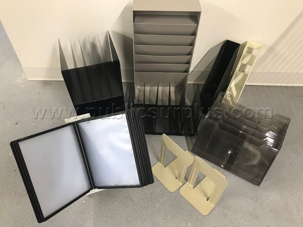 Assortment of Desktop Paper/Folder Organizers (9 Pieces) ( — photo 1