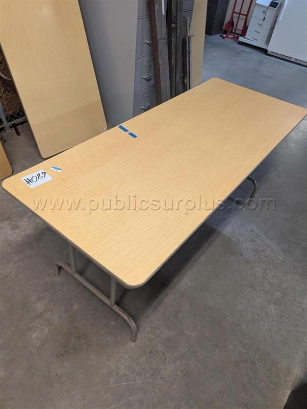 #89 LIGHT BROWN WOOD FOLDING TABLE 72" X 30" X 29" — photo 1