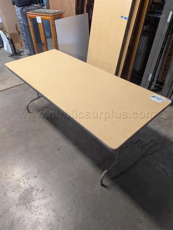 #90 LIGHT BROWN WOOD FOLDING TABLE 72" X 30" X 29" — photo 1