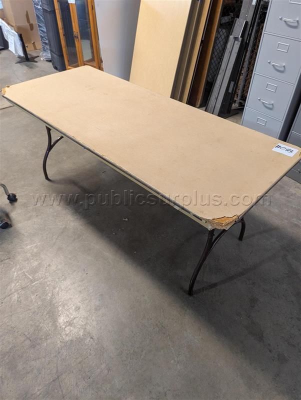 #93 TAN PLASTIC TABLE 72" X 30" X 29.5 " — photo 1