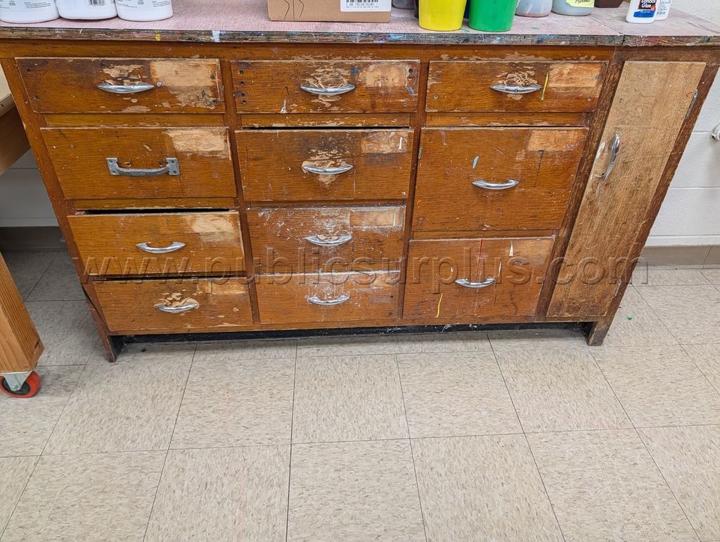 60"x24"36" antique wooden art supply cabinet — photo 1