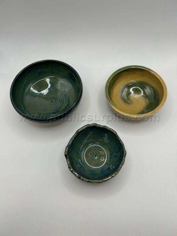 Set of 3 Handmade Pottery Bowls - J — photo 1