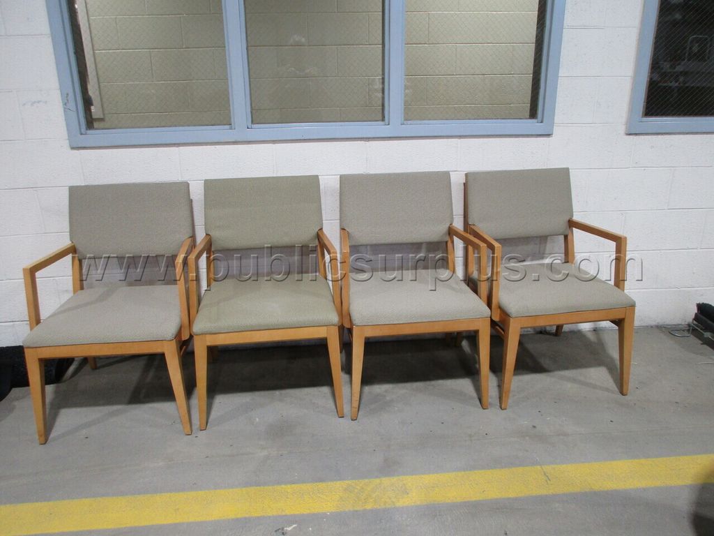 Oak Cushioned Office Chairs - Set of 4 — photo 1