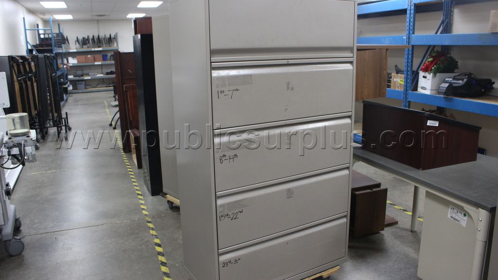 Beige 5 Drawer Metal File Cabinet 42" x 18" x 63" — photo 1