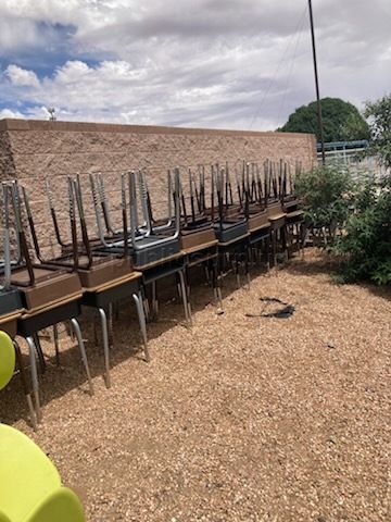 MISCELLANEOUS SCHOOL FURNITURE-outside, may rain — photo 1