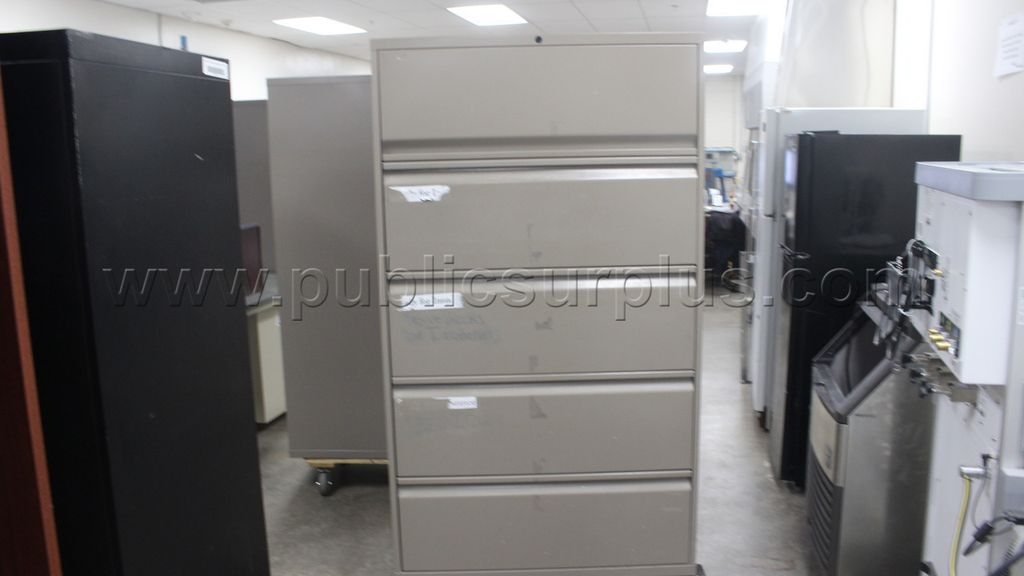 Beige 5 Drawer Metal File Cabinet 42" x 18" x 63" — photo 1