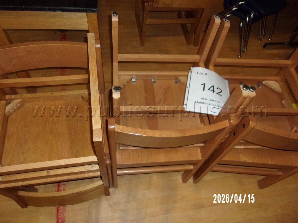 LOT #142 WOODEN LIBRARY CHAIRS - photo 1