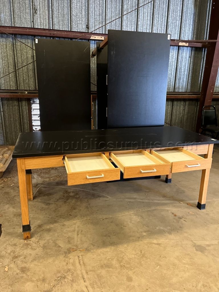 Work Table with Black Laminate Top and Drawers-609-ZW - photo 1