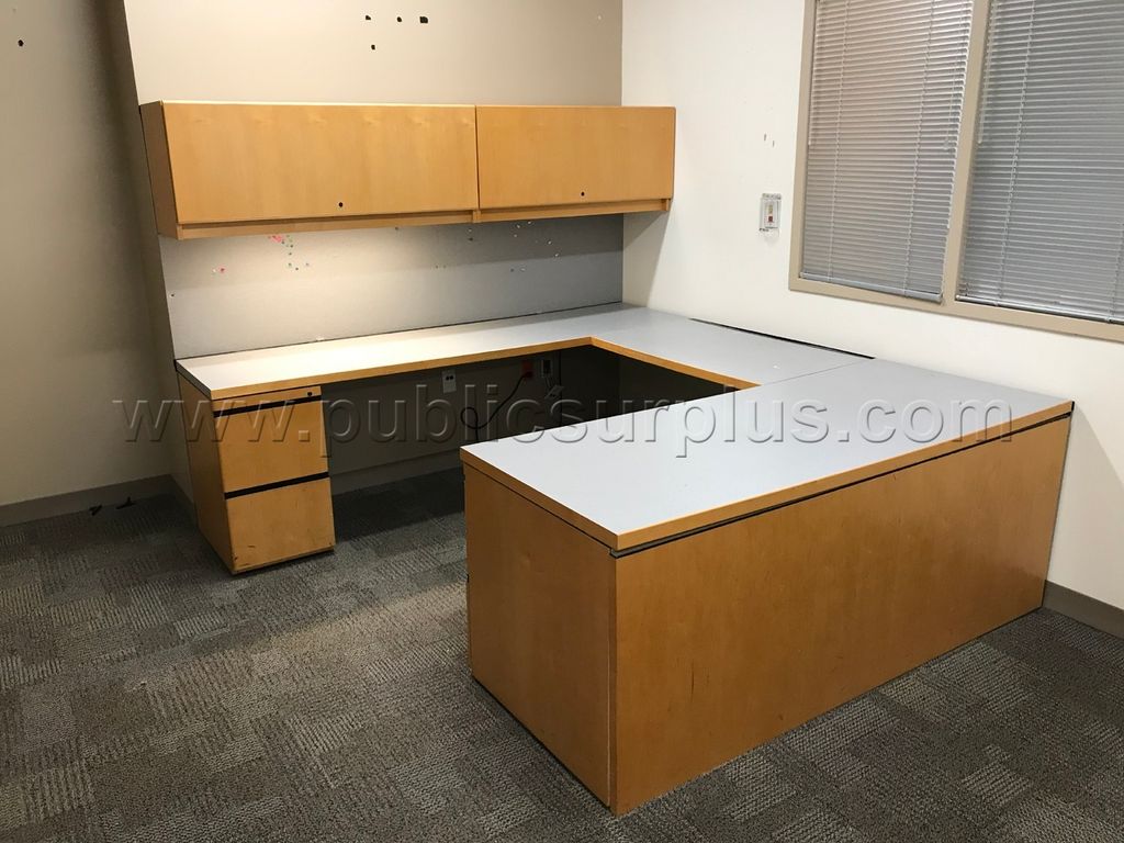 3-Sided U-Shaped Executive Desk with Overhead Cabinets - photo 1
