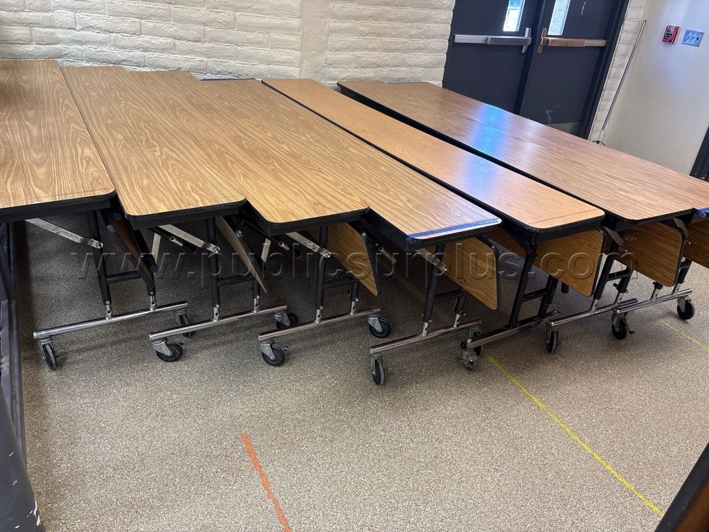 7 cafeteria tables with single attached bench - photo 1