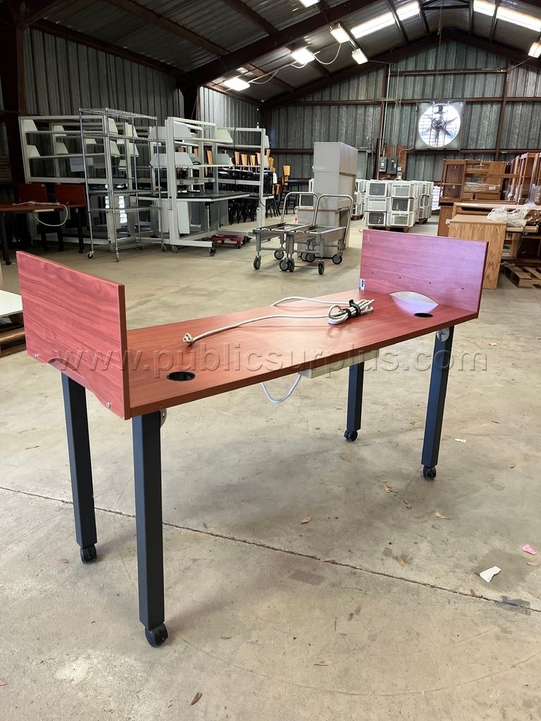 Rolling Computer Desk / Workstation Table with Privacy Panels-Building 609-ZW - photo 1