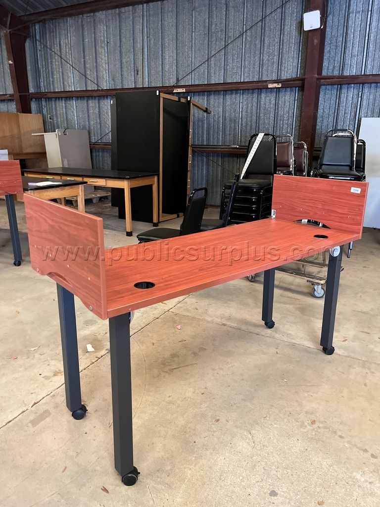 Rolling Computer Desk / Workstation Table with Privacy Panels-Building 609-ZW - photo 1