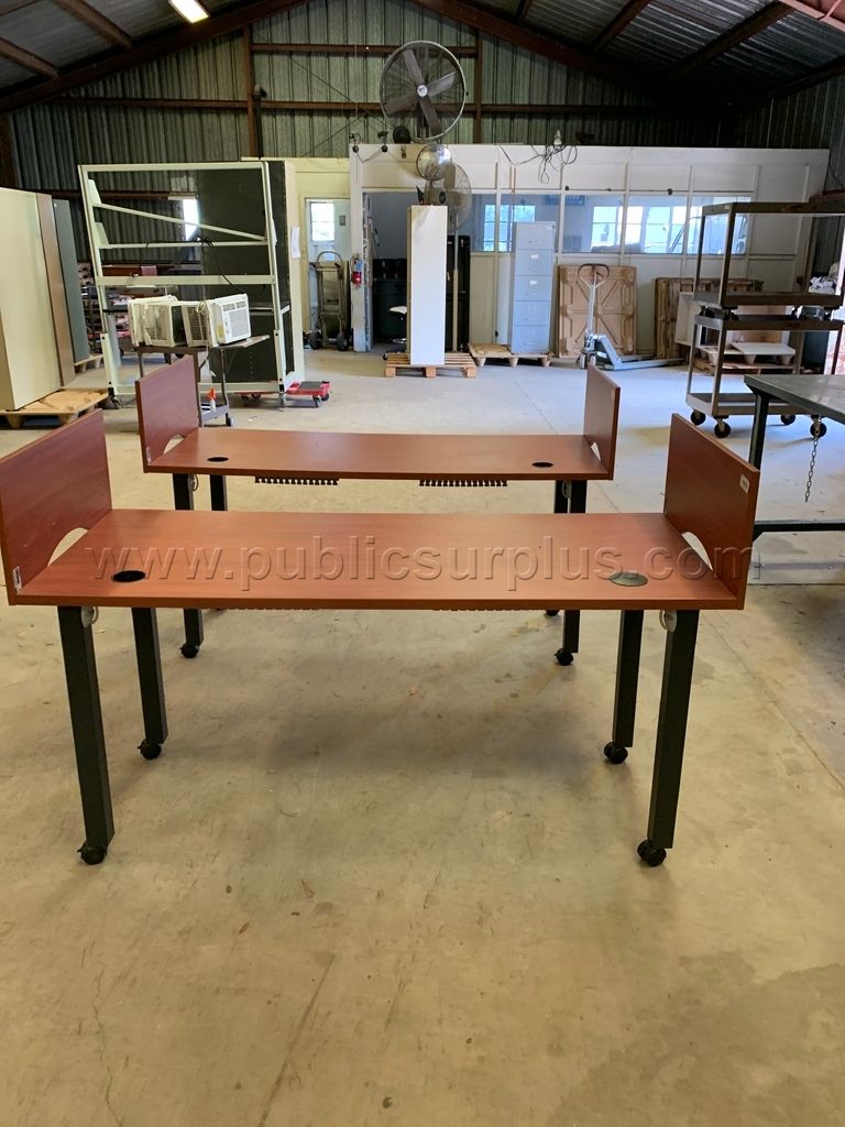 Rolling Computer Desk-Two- Workstation Table with Privacy Panels-Building 609-ZW - photo 1