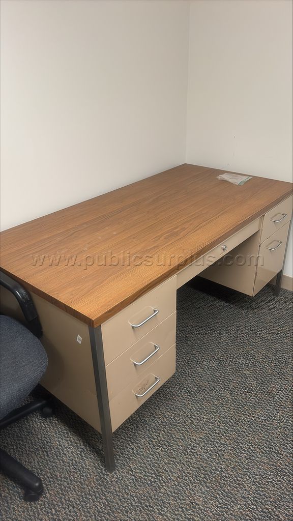 Three Metal Desks and Two Metal File Cabinets for auction - photo 1