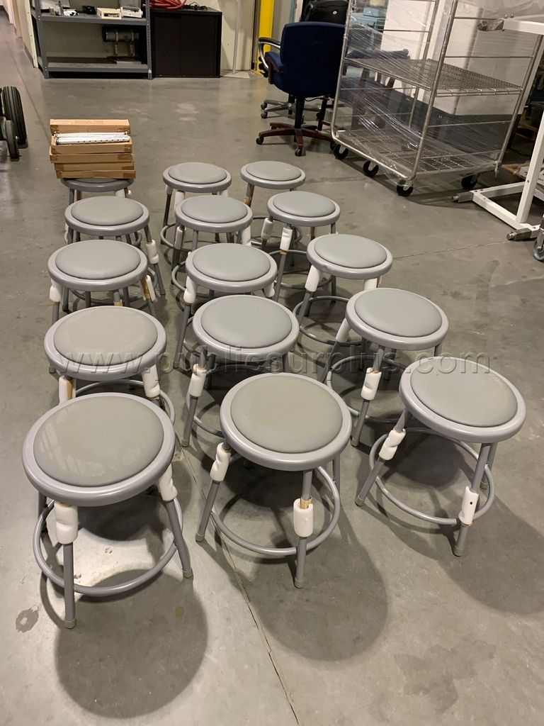 Lot of 15 Adjustable Lab/Shop Stools with Foot Rings-By Staircase-104-ZW - photo 1