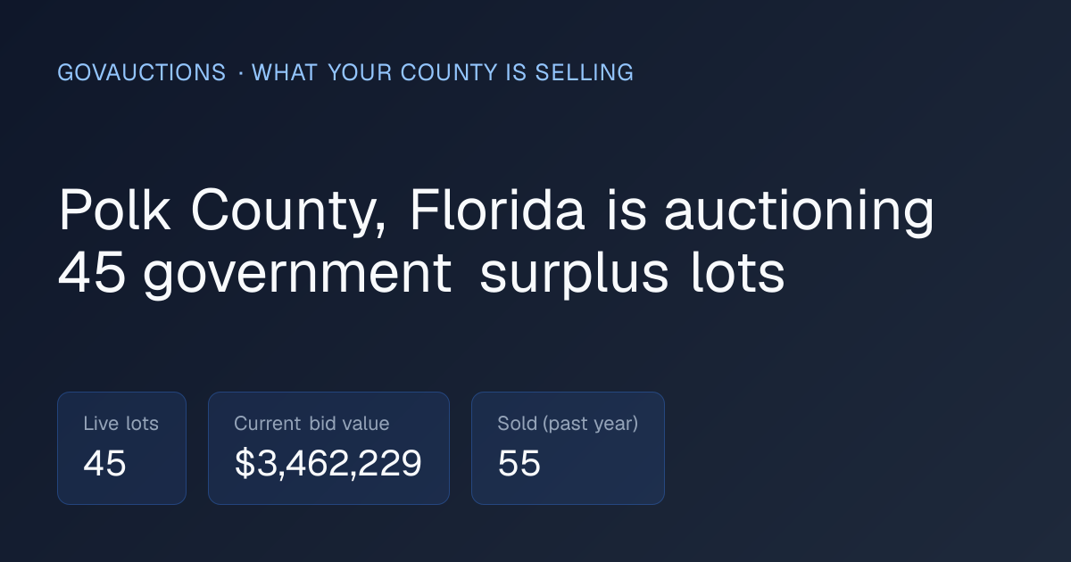 What Polk County, Florida Is Selling: 23 Government Surplus Auctions ...