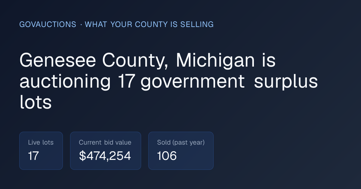 Genesee County, MI Government Auctions: 17 Live Lots | GovAuctions.app