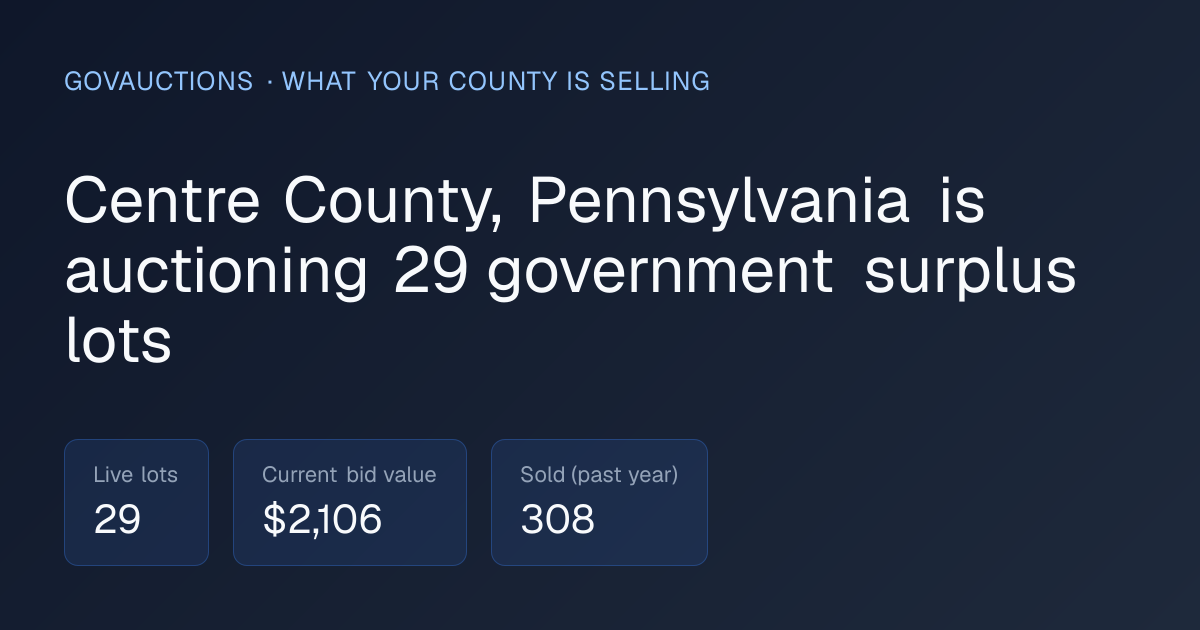 Centre County, PA Government Auctions: 29 Live Lots | GovAuctions.app